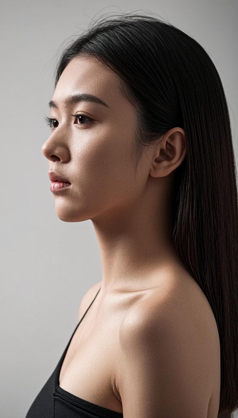 Profile portrait showing glossy healthy hair